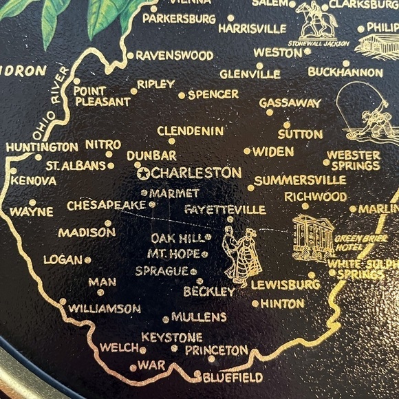 Vintage Kitschy Souvenir Metal Tray State of West Virginia - Picture 8 of 10